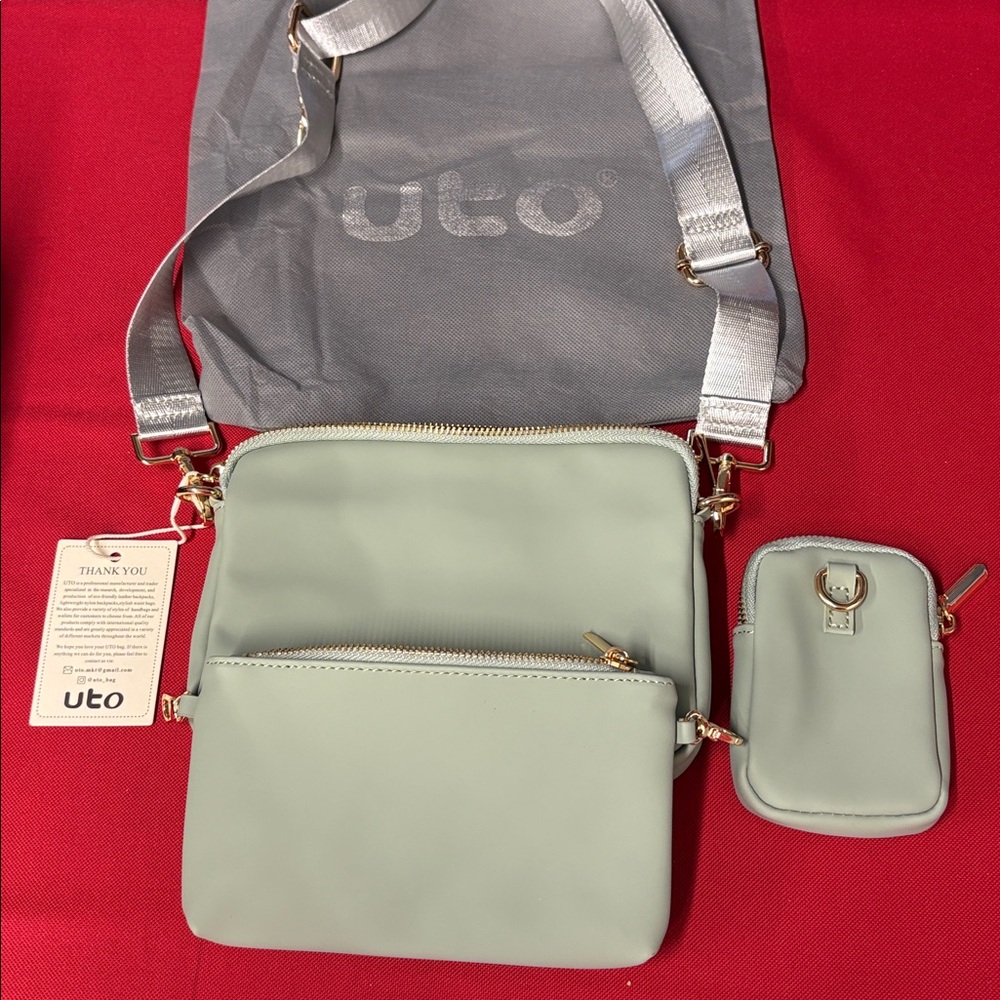 UTO Small Crossbody Bag for Women PU Leather 3 in 1 Fashion Multipurpose Handbag